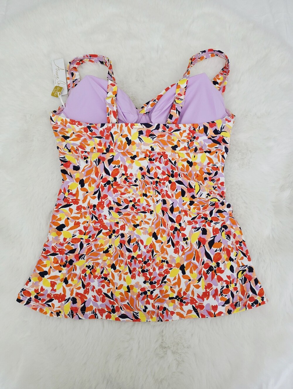 ANNE COLE🏖Twist Front Underwire Tankini Swim Top SIZE 36DD/38D - Picture 7 of 7